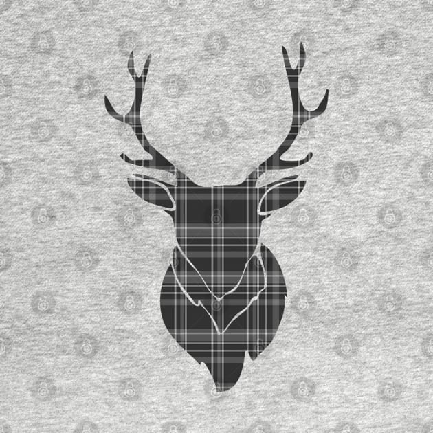 Rustic Tartan Pattern Stags Head by Ricaso